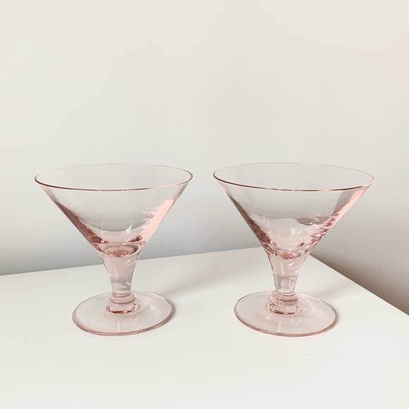 Vintage short pink cocktail glasses